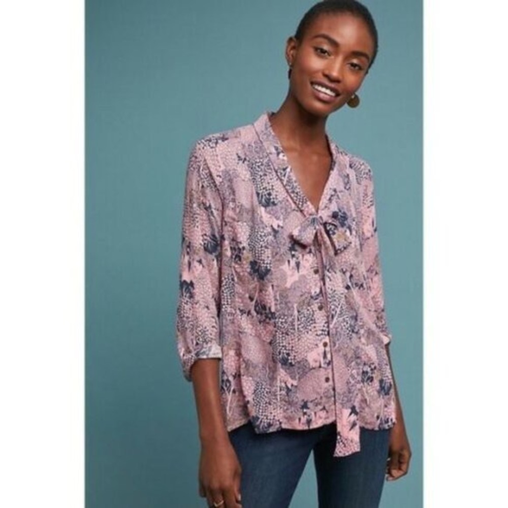 Anthropologie 19 of 52 conversations blouse size 6
